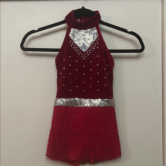 Weissman Burgundy Red and Silver Dance Costume shorts Size Childs Small - Picture 1 of 7